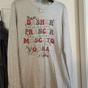 Bella Canvas Light Gray Long Sleeve Tee with Festive Text